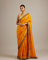 Mustard Yellow Buta Embroidered Saree with Intricate Borders And Rhinestone Work